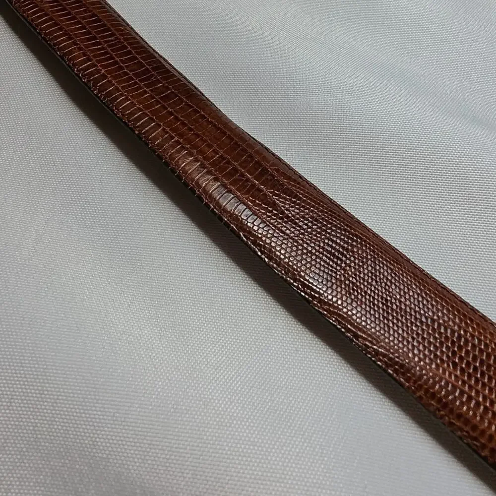 Saks Fifth Ave Unisex Dress Belt 34 Leather Lizard Skin Made in Spain Men Women